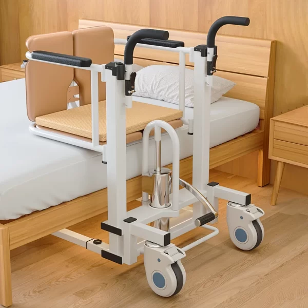 Hydraulic Patient Transfer Wheelchair with Commode - Image 2