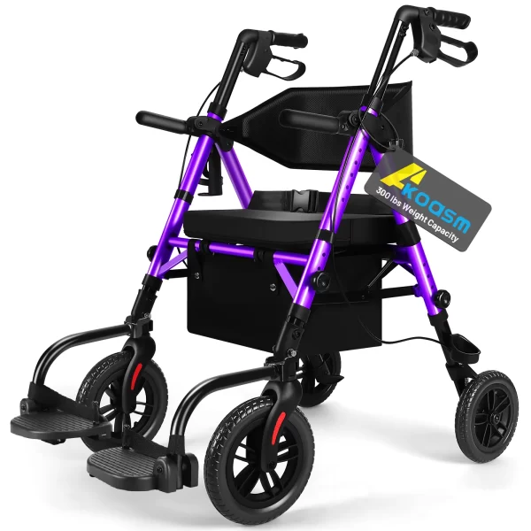 Lightweight 2 in 1 Rolling Walker Wheelchair Combo