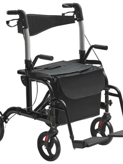 2 in 1 Rollator Walker & Transport Chair for Seniors