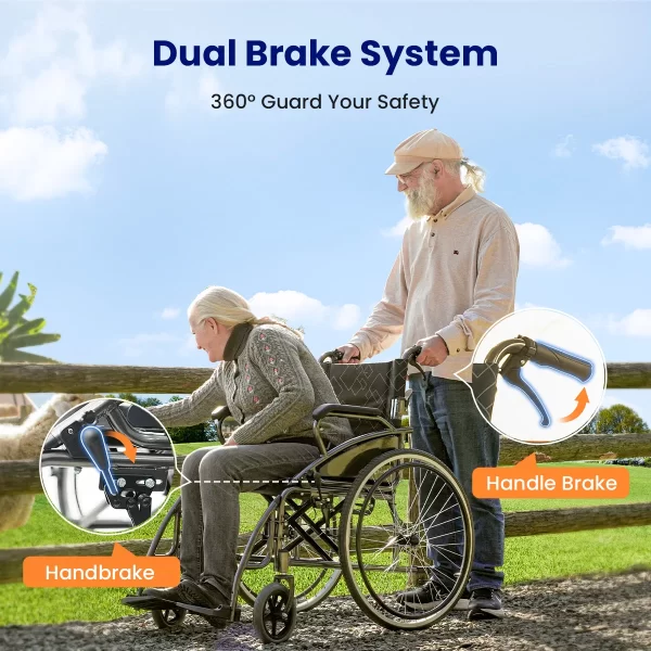 Portable & Folding Wheelchair With Adjustable Flip-Back Armrest - Image 2