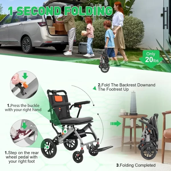 Foldable Transport Wheelchair - Image 3