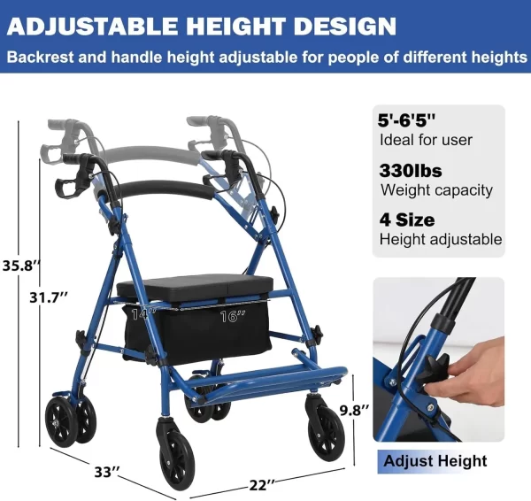All-Terrain 2 in 1 Rollator Walker - Image 3