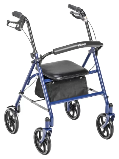 Four Wheel Rollator Rolling Walker with Fold Up Removable Back Support