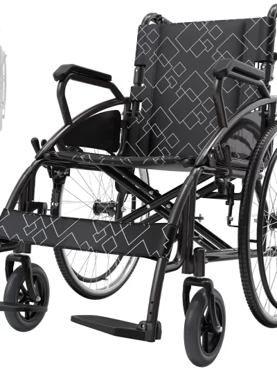 Portable & Folding Wheelchair With Adjustable Flip-Back Armrest