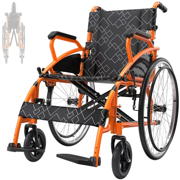 Portable & Folding Wheelchair With Adjustable Flip-Back Armrest - Image 7